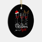 Grappig kerstkraltje, glaasjes met wijn keramisch ornament (Rechts)