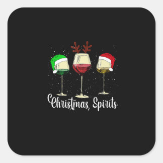 Grappig kerstkraltje, glaasjes met wijn pajam vierkante sticker