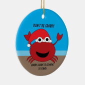 Grappig kerstkute Crab Beach personaliseren Keramisch Ornament (Rechts)