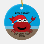 Grappig kerstkute Crab Beach personaliseren Keramisch Ornament (Voorkant)