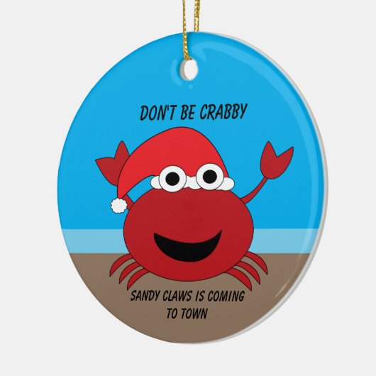 Grappig kerstkute Crab Beach personaliseren Keramisch Ornament (Links)