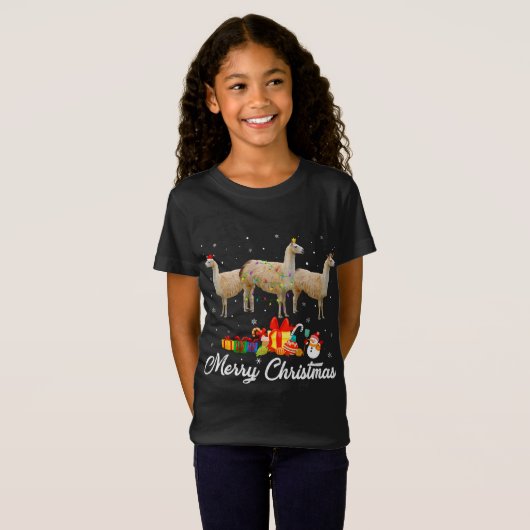Grappig kerstlama Xmas Pajama Llama Animals L T-shirt (Voorkant volledig)