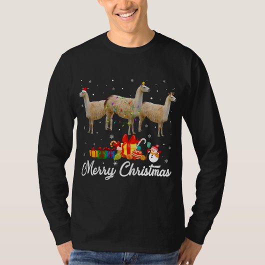 Grappig kerstlama Xmas Pajama Llama Animals L T-shirt (Voorkant)