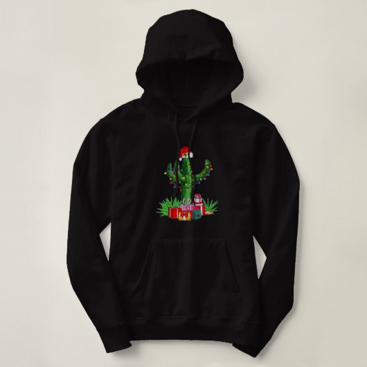 Grappig kerstlampje Cactus Santa Hat Lovers Xma Hoodie (Design voorkant)