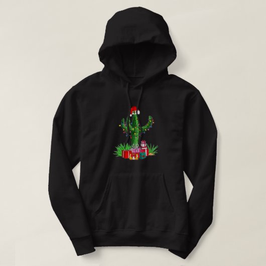 Grappig kerstlampje Cactus Santa Hat Lovers Xma Hoodie (Design voorkant)