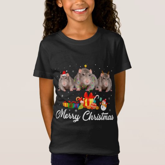 Grappig kerstlampje met Pajama Rat Animals Lov T-shirt (Voorkant)