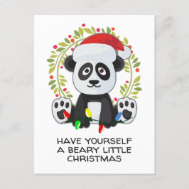 Grappig kerstliedje Pun Panda Feestdagenkaart