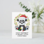 Grappig kerstliedje Pun Panda Feestdagenkaart (Staand voorkant)