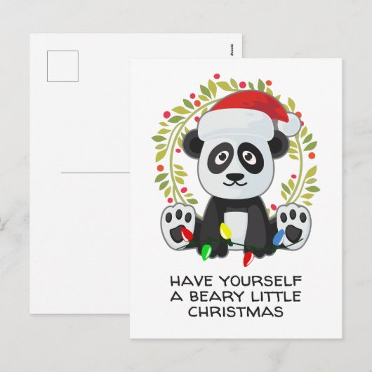 Grappig kerstliedje Pun Panda Feestdagenkaart (Voorkant / Achterkant)
