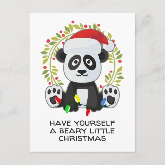 Grappig kerstliedje Pun Panda Feestdagenkaart (Voorkant)