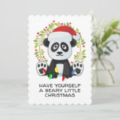 Grappig kerstliedje woordspeling Panda Feestdagenkaart (Staand voorkant)