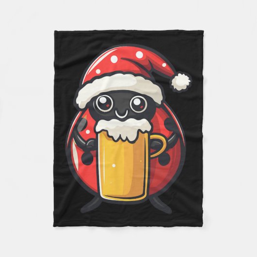 Grappig kerstlieveheersbeestje met bierstrip fleece deken (Voorkant)