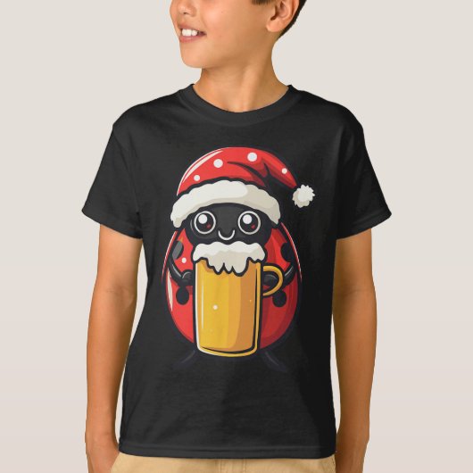 Grappig kerstlieveheersbeestje met bierstrip t-shirt (Voorkant)