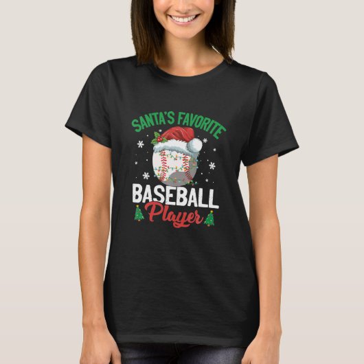 Grappig Kerstman Baseball Speler Kerstmis Pyjama G T-shirt (Voorkant)