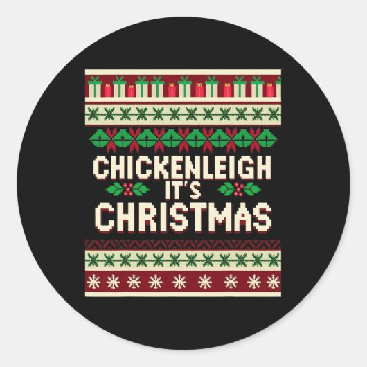 Grappig Kerstman Chickenleigh Het is Kerstmis Ronde Sticker (Voorkant)