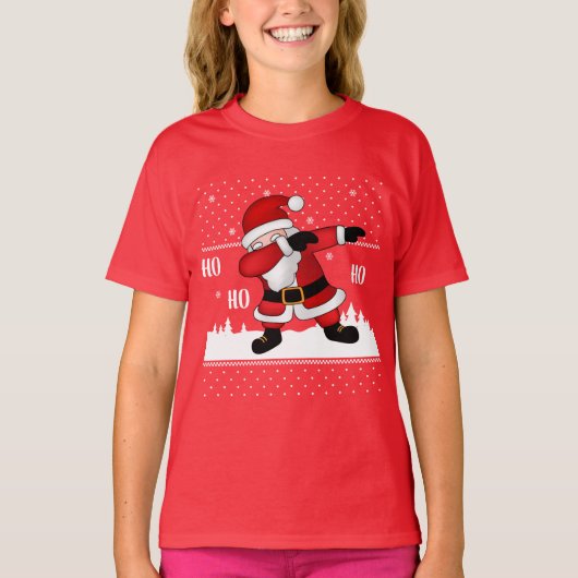 Grappig Kerstman Dabbing T-shirt (Voorkant)