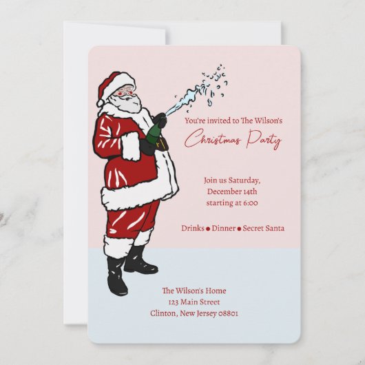 Grappig Kerstman Dinner Party Kerstuitnodiging Feestdagenkaart (Voorkant)