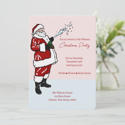 Grappig Kerstman Dinner Party Kerstuitnodiging Feestdagenkaart (Staand voorkant)