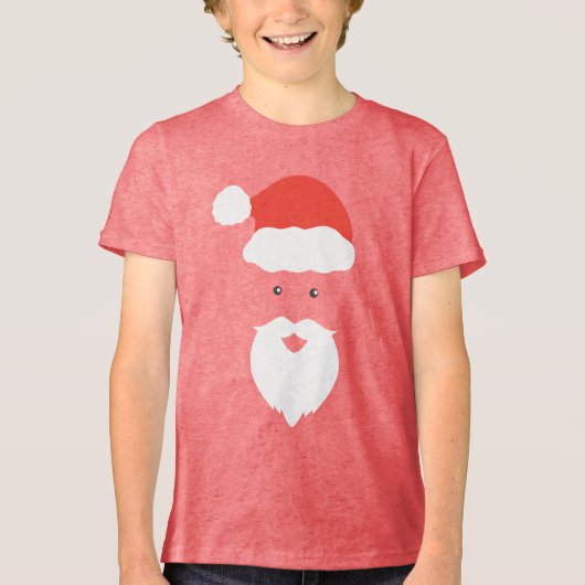 Grappig Kerstman Gezicht blij Vrolijk Kerstfeest f Tri-Blend Shirt (Voorkant)