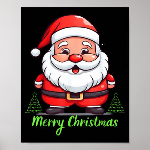 Grappig Kerstman Gezicht Prettig Kerstfeest Vintag Poster