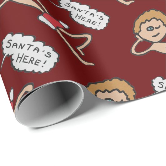 Grappig kerstman hier Humor Cadeaupapier (Rol Hoek)