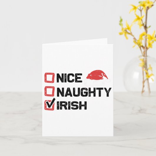 Grappig Kerstman Leuk Stoute Ierse Kerstlijst Kaart (Gele Bloem)