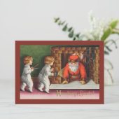 Grappig  kerstman met Kinder kerstmis Feestdagenkaart (Staand voorkant)