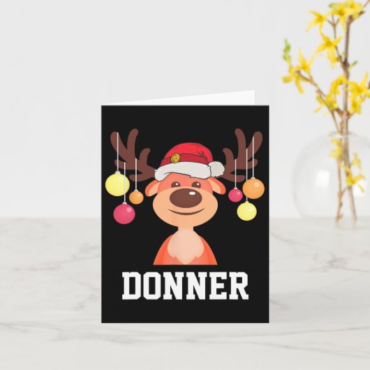 Grappig Kerstman Rendier Donner Kerstgroep Kostuum Kaart (Gele Bloem)