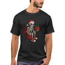 Grappig Kerstman Skelet T-Shirt: Santa Schedel