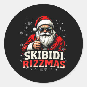 Grappig Kerstman Snowboard Kerstvakantie Skibidi R Ronde Sticker