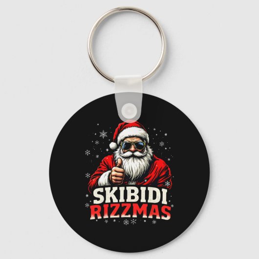 Grappig Kerstman Snowboard Kerstvakantie Skibidi R Sleutelhanger (Voorkant)