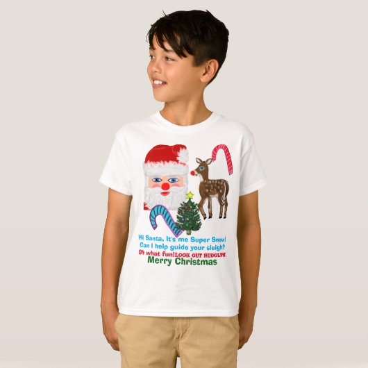 Grappig Kerstman Super Sneeuw Rendier T-shirt (Voorkant volledig)