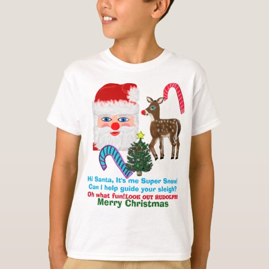 Grappig Kerstman Super Sneeuw Rendier T-shirt (Voorkant)