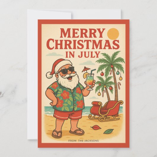 Grappig Kerstman Vrolijk Kerstfeest in juli Feestdagenkaart (Voorkant)
