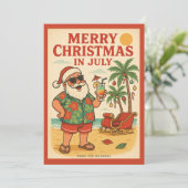 Grappig Kerstman Vrolijk Kerstfeest in juli Feestdagenkaart (Staand voorkant)