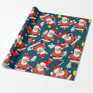 Grappig Kerstman Vrolijk Kerstmis Custom Face Cadeaupapier