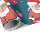Grappig Kerstman Vrolijk Kerstmis Custom Face Cadeaupapier (Rol Hoek)