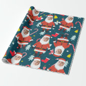 Grappig Kerstman Vrolijk Kerstmis Custom Face Cadeaupapier (Uitgerold)