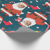 Grappig Kerstman Vrolijk Kerstmis Custom Face Cadeaupapier (Hoek)