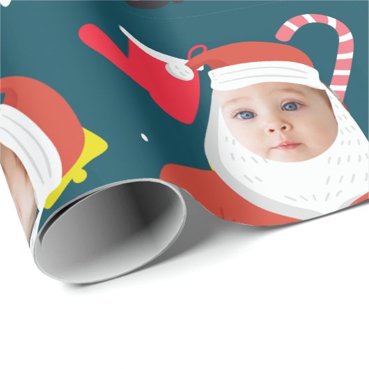 Grappig Kerstman Vrolijk Kerstmis Custom Face Cadeaupapier (Rol Hoek)