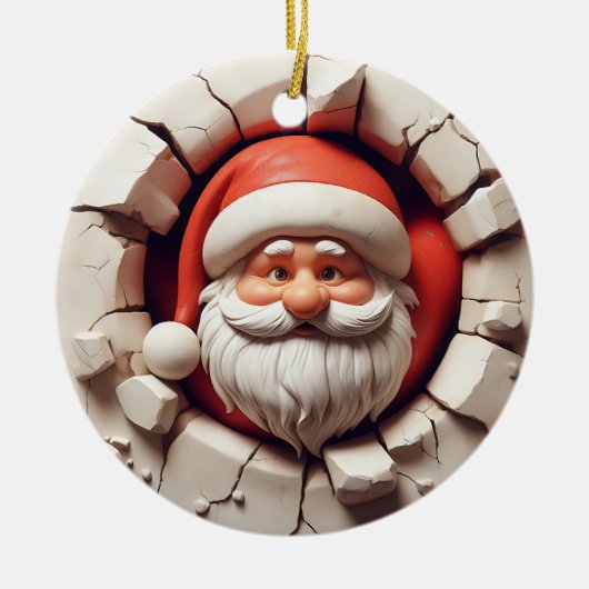Grappig Kerstman Wall-Break kerstversiering Keramisch Ornament (Voorkant)