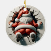 Grappig Kerstman Wall-Break kerstversiering Keramisch Ornament (Achterkant)