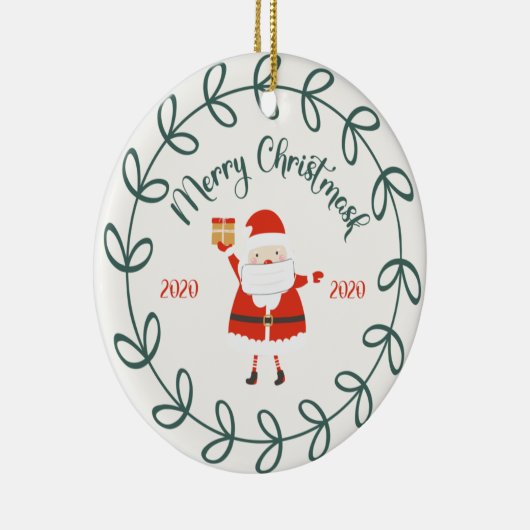 grappig kerstmasker, Quarantine 2020 Keramisch Ornament (Rechts)