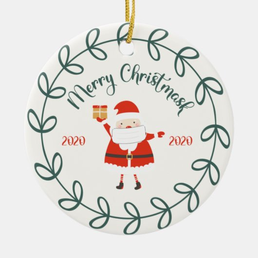 grappig kerstmasker, Quarantine 2020 Keramisch Ornament (Voorkant)