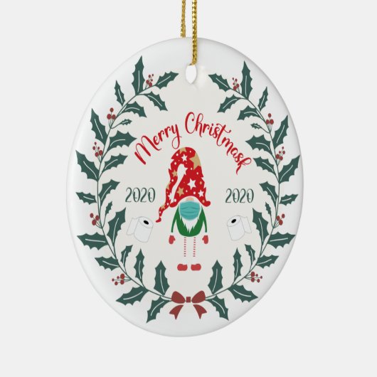 grappig kerstmasker, Quarantine 2020 Keramisch Ornament (Rechts)