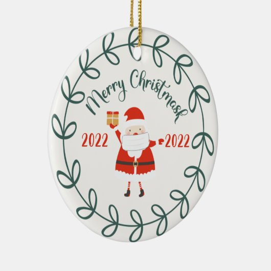 grappig kerstmasker, Quarantine 2021 Keramisch Ornament (Rechts)