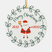 grappig kerstmasker, Quarantine 2021 Keramisch Ornament (Voorkant)