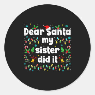 Grappig Kerstmis Beste Sint Mijn Zus Heeft Het Ged Ronde Sticker