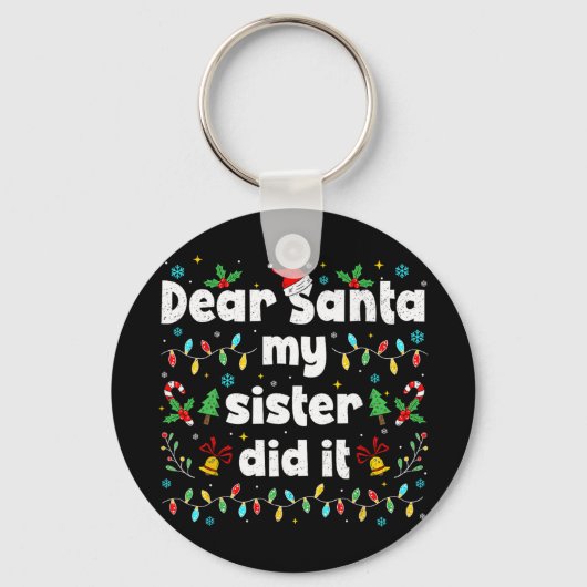 Grappig Kerstmis Beste Sint Mijn Zus Heeft Het Ged Sleutelhanger (Voorkant)