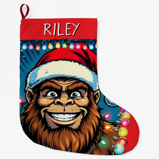Grappig Kerstmis Bigfoot Persoonlijk Grote Kerstsok (Voorkant)